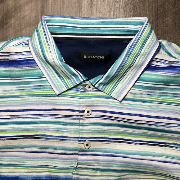Bugatchi Soft Mercerized Cotton Striped Polo - Medium - Picture 5 of 7